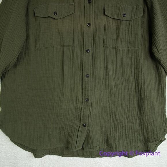 New! Madewell‎ Lightspun Flap Pocket Oversized Ex-Boyfriend Shirt green, size 1X - Picture 5 of 16